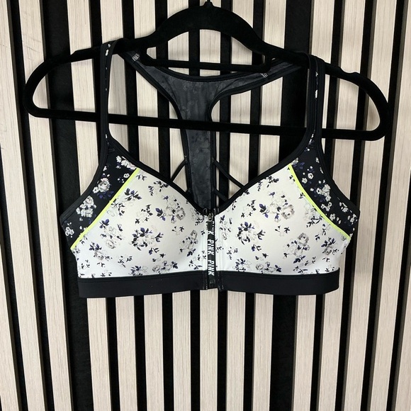 PINK Victoria's Secret Other - VS Pink Floral Black and White Sports Bra Sz lg